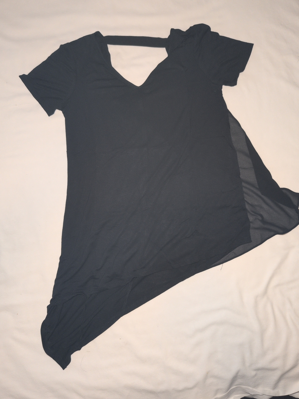 Lisa Rinna Collection Black Asymmetric V-Neck Top